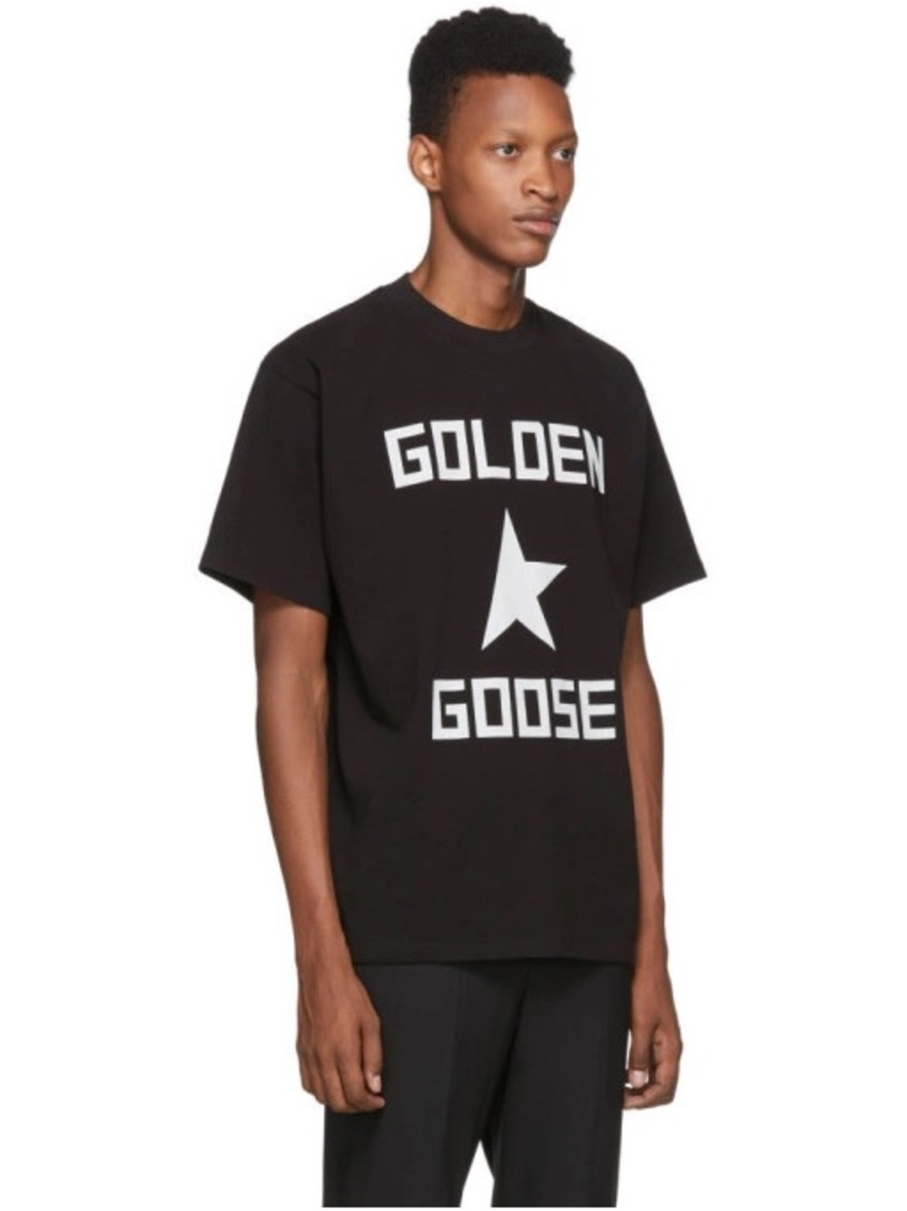 Golden Goose Black T-Shirt with White Star Logo
